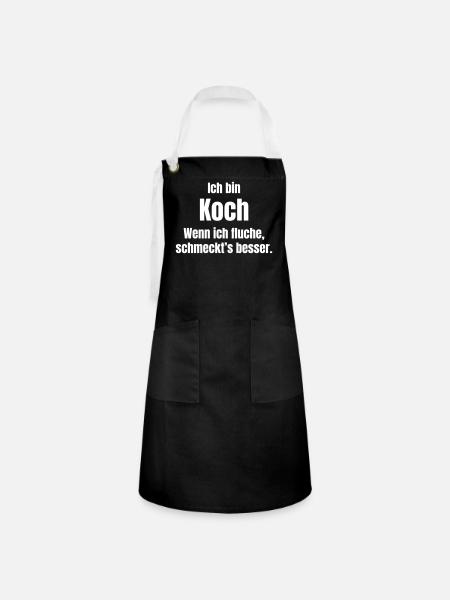 Koch Spruch: Wenn Fluchen schmeckt - Kontrastschürze - Schwarz/Weiß