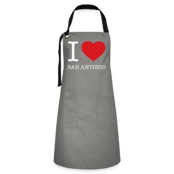 I love San Antonio - Artisan Apron - grey/black - Front - Zoe (177cm)