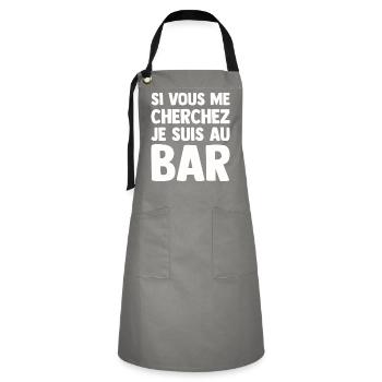 Humour Bar Bistrot Apéro Beauf Alcoolique Drôle - Tablier contrasté - gris/noir - Devant - Zoe (177cm)