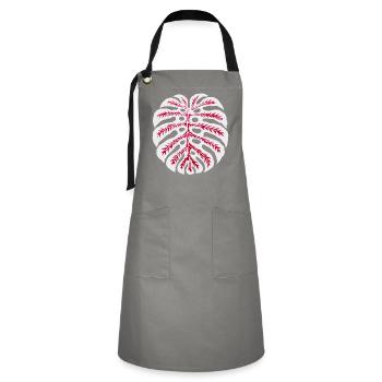Monstera Leaf Red – Tropical Plant Motif - Artisan Apron - grey/black - Front - Zoe (177cm)