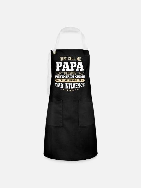 Papa - Kontrastschürze - Schwarz/Weiß