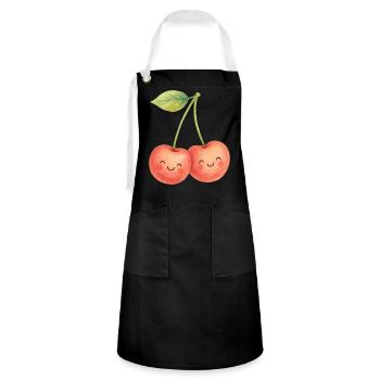 Couple de cerises câlins Cerises Amour d’été - Tablier contrasté - noir/blanc - Devant - Zoe (177cm)