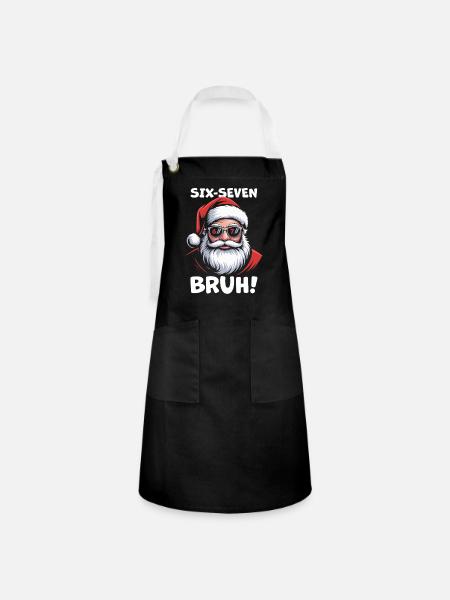 Weihnachtsmann Sechs Sieben - Kontrastschürze - Schwarz/Weiß