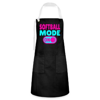 Softball Mode ON  - Kontrastschürze - Schwarz/Weiß - Vorne - Zoe (177cm)