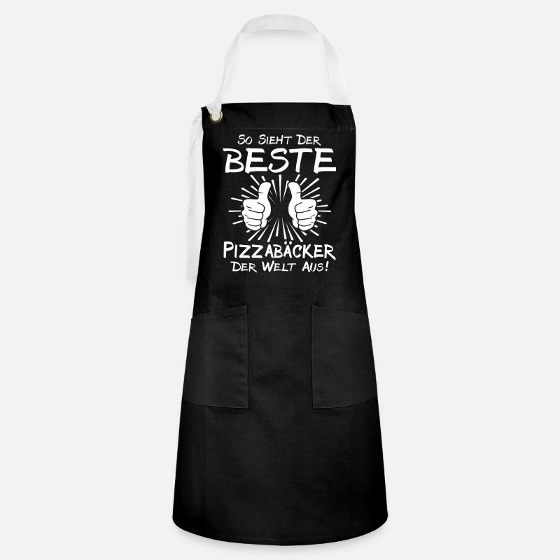 Bester Pizzabäcker - Kontrastschürze - Schwarz/Weiß