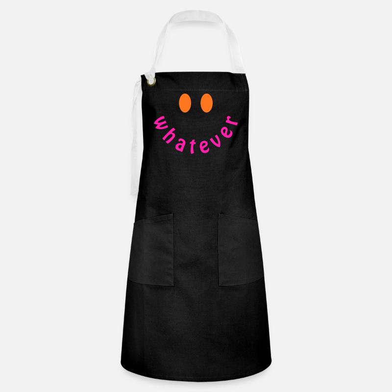 Whatever Smile - Funny Y2K Statement Design - Artisan Apron - black/white