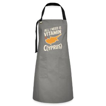 Chypre Tout ce dont j’ai besoin, c’est de vitamines Chypre Drapeau chypriote - Tablier contrasté - gris/noir - Devant - Zoe (177cm)