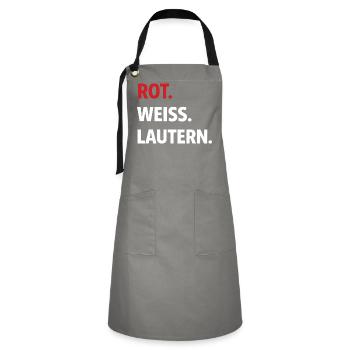 Red. White. Lautern. – Kaiserslautern Fan Shirt - Artisan Apron - grey/black - Front - Zoe (177cm)