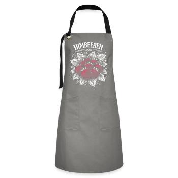 Raspberries Illustration Pink Print - Artisan Apron - grey/black - Front - Zoe (177cm)