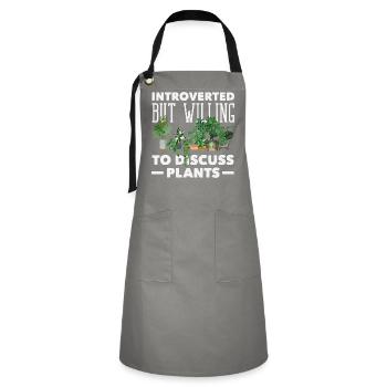Introvert Discuss Plants Funny - Artisan Apron - grey/black - Front - Zoe (177cm)