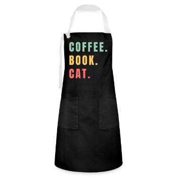 COFFEE BOOK CAT - Kontrastschürze - Schwarz/Weiß - Vorne - Zoe (177cm)