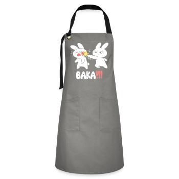 Baka Rabbit Slap Anime Funny Japanese Otaku - Artisan Apron - grey/black - Front - Zoe (177cm)