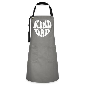 Logo du cœur de papa gentil - Couleur personnalisable - Tablier contrasté - gris/noir - Devant - Zoe (177cm)