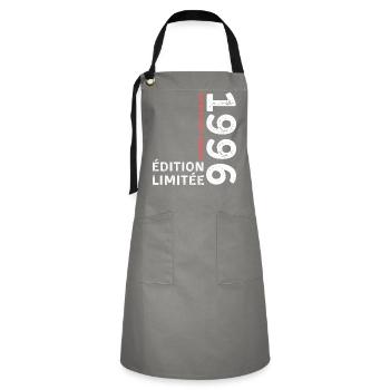 1996 vintage typographic style - Artisan Apron - grey/black - Front - Zoe (177cm)
