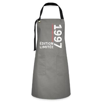 1997 vintage typographic style - Artisan Apron - grey/black - Front - Zoe (177cm)