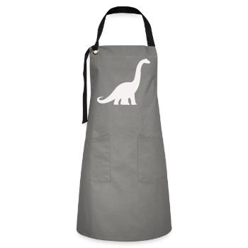 Silhouette de dinosaure à long cou - Tablier contrasté - gris/noir - Devant - Zoe (177cm)