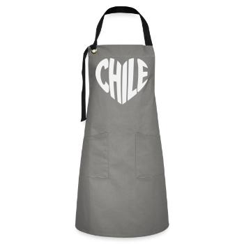 Conception typographique du cœur chilien - Tablier contrasté - gris/noir - Devant - Zoe (177cm)
