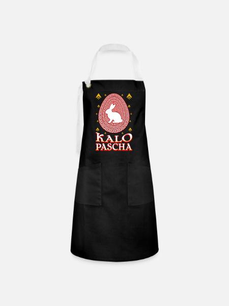 Kalo Pascha Frohes Ostern Griechisches Ostern - Kontrastschürze - Schwarz/Weiß