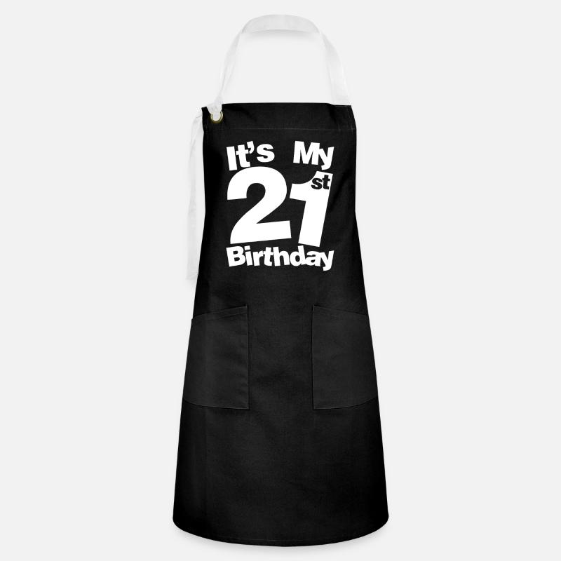 C’est mon 21e anniversaire Typographie audacieuse - Tablier contrasté - noir/blanc