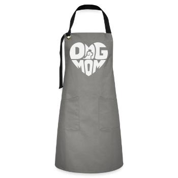 Cœur de maman de chien avec logo de chien - Tablier contrasté - gris/noir - Devant - Zoe (177cm)