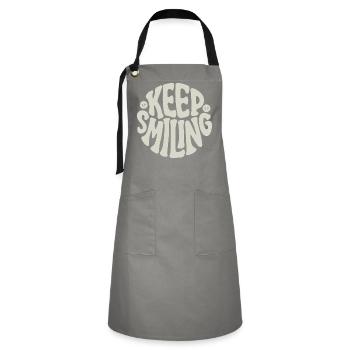 Keep Smiling Bold Typography Positive Quote - Kontrastschürze - Grau/Schwarz - Vorne - Zoe (177cm)