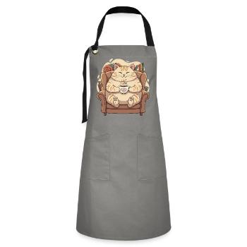 Cuddly kitten with heart coffee - Artisan Apron - grey/black - Front - Zoe (177cm)