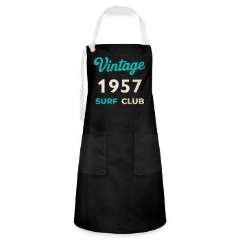 Cadeau rétro vintage de l’année de naissance du Surf Club 1957 - Tablier contrasté - noir/blanc - Devant - Zoe (177cm)