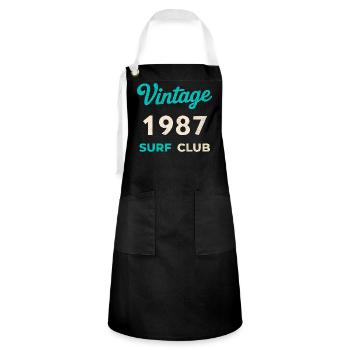 Cadeau vintage de l’année de naissance rétro du Surf Club 1987 - Tablier contrasté - noir/blanc - Devant - Zoe (177cm)