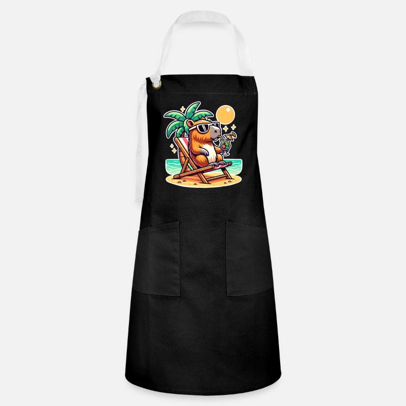Vacances de Capybara - Tablier contrasté - noir/blanc