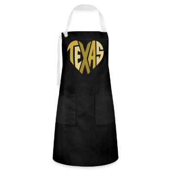 Texas Heart Typography - Artisan Apron - black/white - Front - Zoe (177cm)