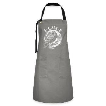 FCawF Grumpy Crow Sarcasm Bird Pun Humor - Artisan Apron - grey/black - Front - Zoe (177cm)