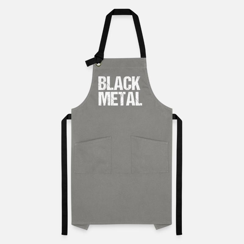 Black Metal Distressed Text Artisan Apron