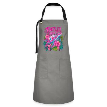 Tortue Sur Ça Mignonne Fleur de Tortue - Tablier contrasté - gris/noir - Devant - Zoe (177cm)