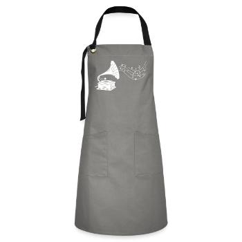 White gramophone and music - Artisan Apron - grey/black - Front - Zoe (177cm)