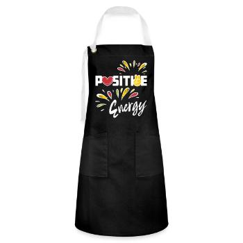 Positive Energy - Optimism Positivity - Artisan Apron - black/white - Front - Zoe (177cm)