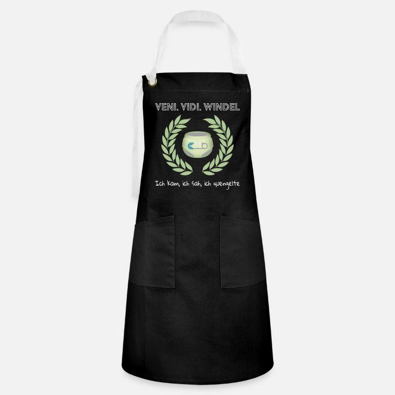 Veni. Vidi. Diaper - Artisan Apron - black/white