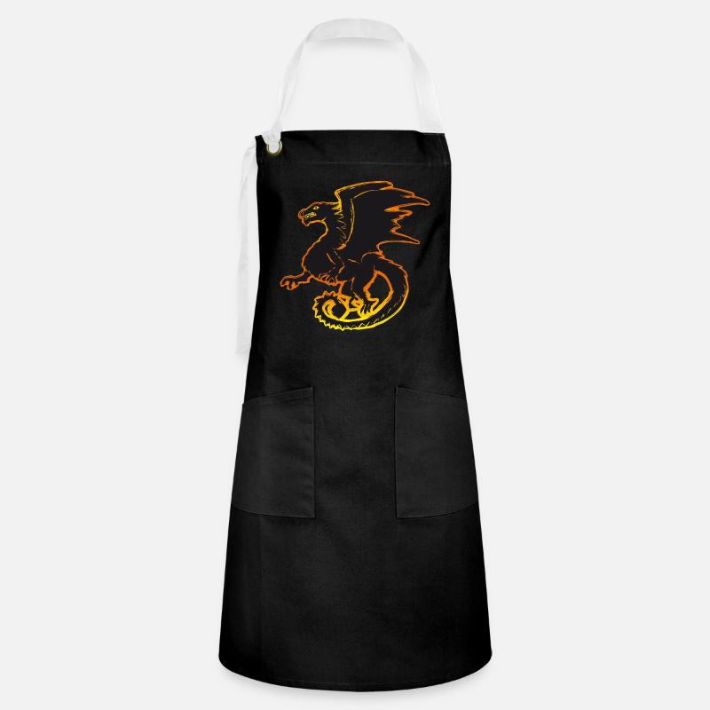 Dragons, Dragons, dragon, draco, Feu, fire - Tablier contrasté - noir/blanc