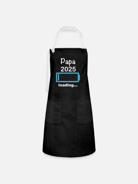 Papa 2025 loading - Kontrastschürze - Schwarz/Weiß
