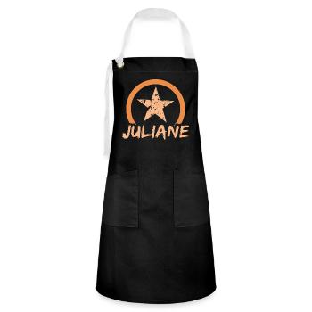 Vorname Juliane - Kontrastschürze - Schwarz/Weiß - Vorne - Zoe (177cm)