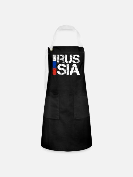 Russland - Kontrastschürze - Schwarz/Weiß