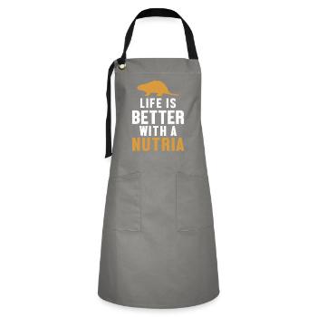 Life is Better with a Nutria Rodent Coypu - Artisan Apron - grey/black - Front - Zoe (177cm)