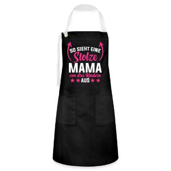 So Sieht Eine Stolze Mama Von Drei Kindern Aus - Kontrastschürze - Schwarz/Weiß - Vorne - Zoe (177cm)