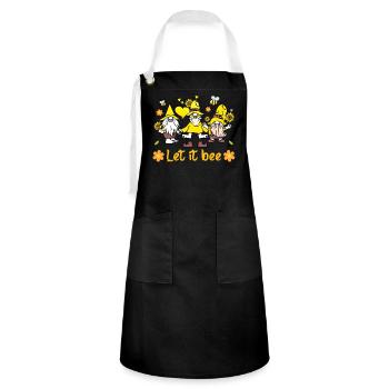 Let It Bee Bee - Kontrastschürze - Schwarz/Weiß - Vorne - Zoe (177cm)