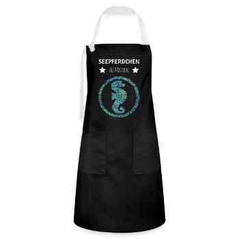 Seepferdchen Bestanden Abzeichen Tauchen Geschenk - Kontrastschürze - Schwarz/Weiß - Vorne - Zoe (177cm)