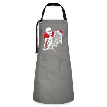 Till Death Midnight Lovers Gothic Skull Bones - Artisan Apron - grey/black - Front - Zoe (177cm)