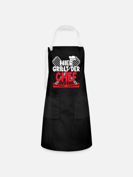 Hier Grillt Der Chef - Kontrastschürze - Schwarz/Weiß