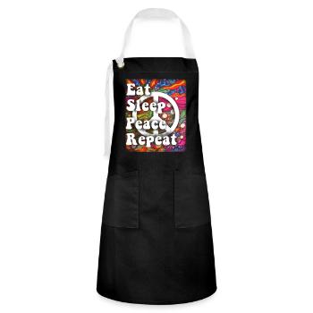 Hippie Cadeau Acidhead Flowerpower Hippi Hippy - Tablier contrasté - noir/blanc - Devant - Zoe (177cm)
