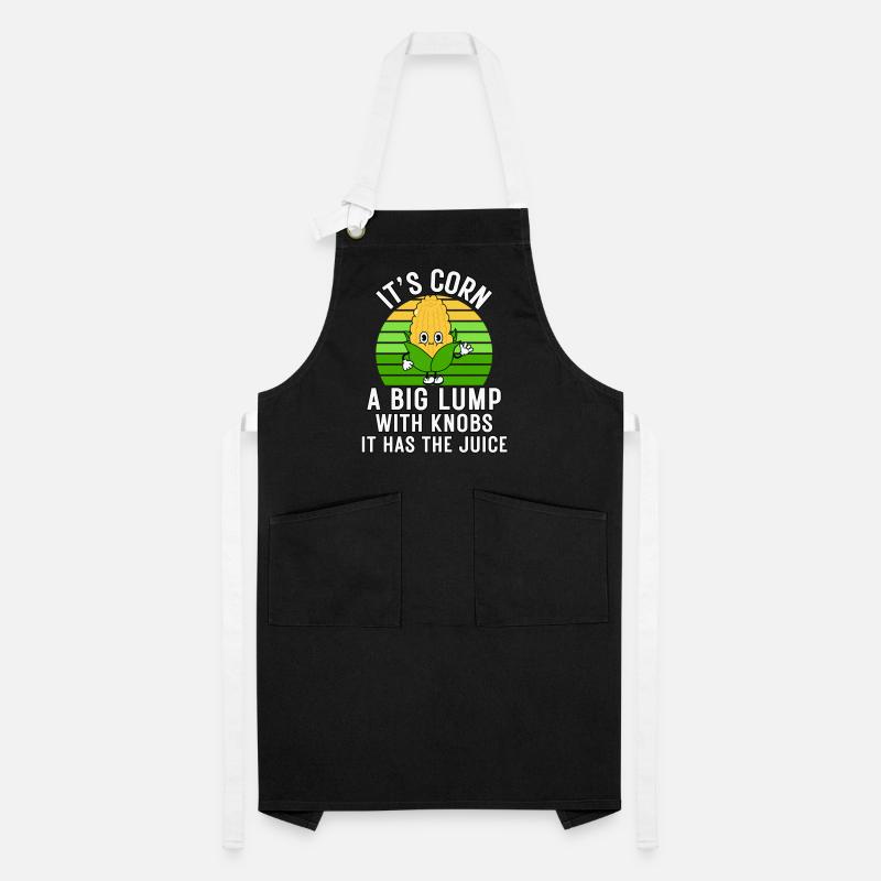 Retro Funny Corn - Il a le jus C’est du maïs Tablier contrasté
