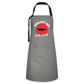 Cool shark saying - Artisan Apron - grey/black - Front - Zoe (177cm)