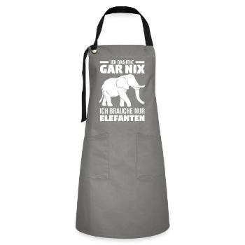 Dickhäuter Rüsseltier Dabbing Elefant - Kontrastschürze - Grau/Schwarz - Vorne - Zoe (177cm)